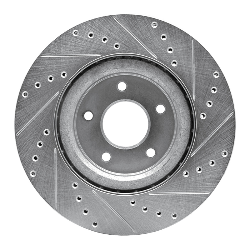 Nissan X-Trail Brake Rotor (1) - Front Left - R1 Concepts - Drilled & Slotted - Silver - `14-`19